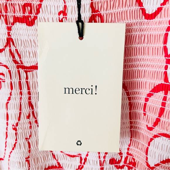 NWT La Ligne MEDIUM Lola Shirred Printed 100% silk pink midi dress - Picture 9 of 13